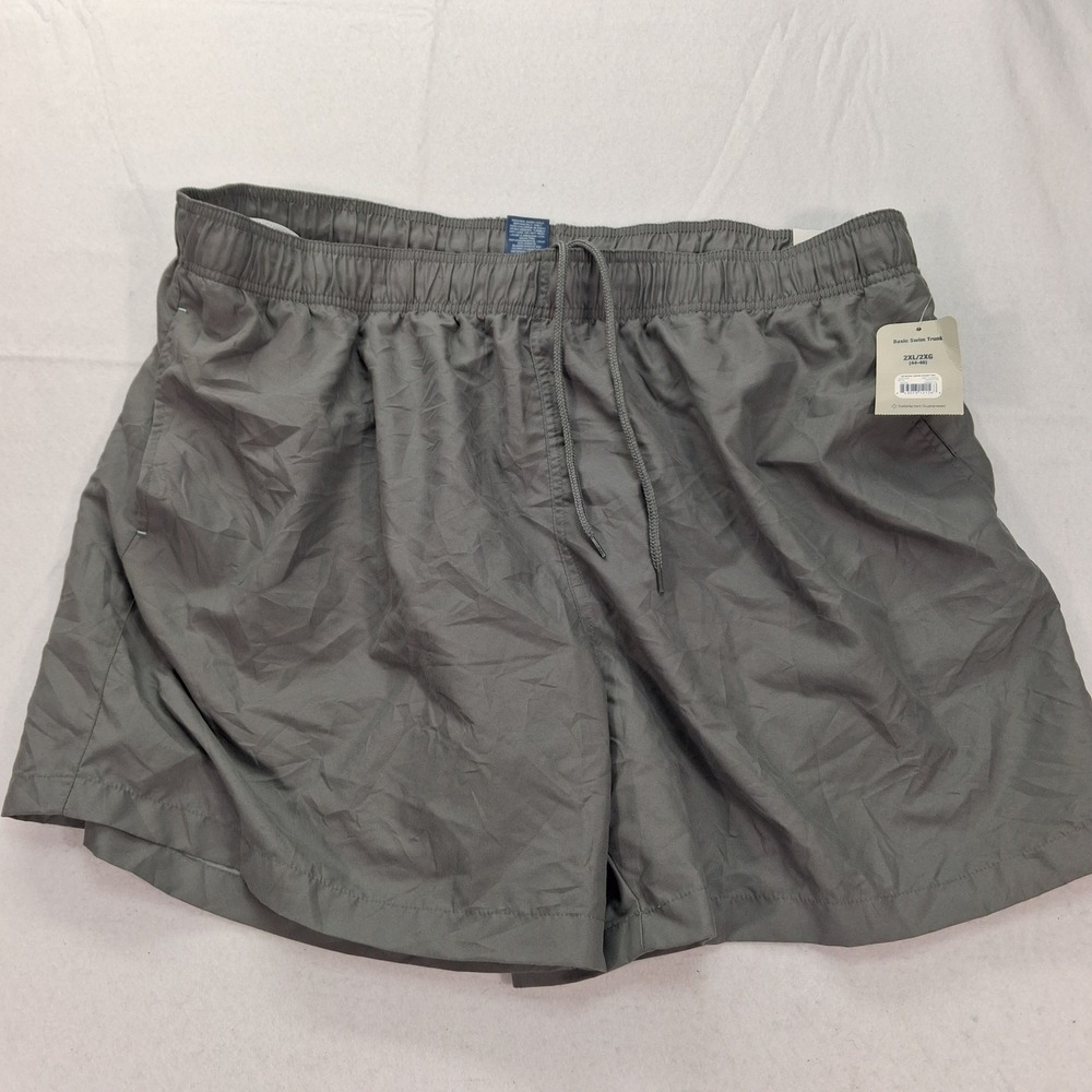 George Swim Trunk Mens 2XL Basic Swim Trunk Grey Flannel 6" Inseam NEW